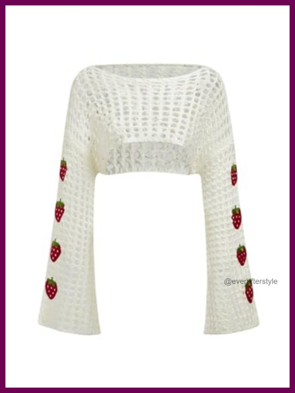 Y2K Knit Shrug Cropped Sweater Hollow Out Long Sleeve See-Through Acrylic